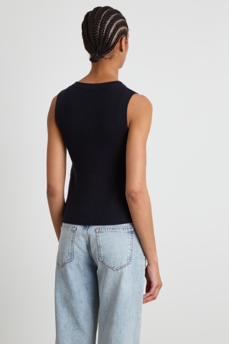 Canotta in maglia di seta e lana