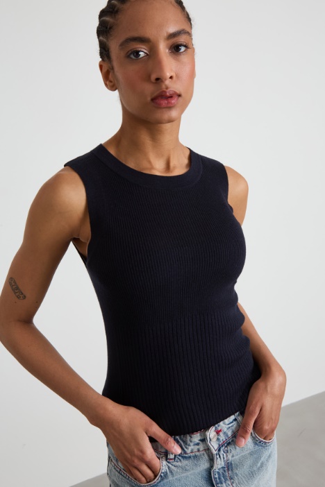 Canotta in maglia di seta e lana