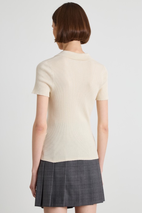 Maglia stile polo a coste