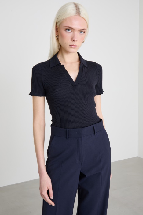 Maglia stile polo a coste Intrend