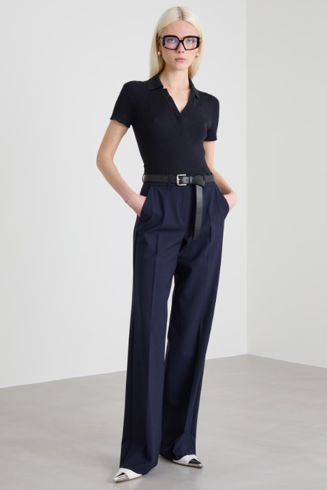 Ribbed polo-style sweater Intrend