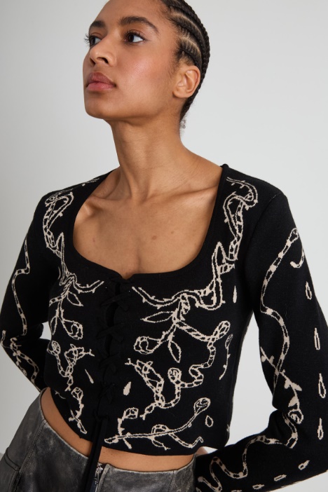 Maglia cropped con lacci