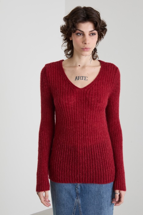 Maglia slim in mohair