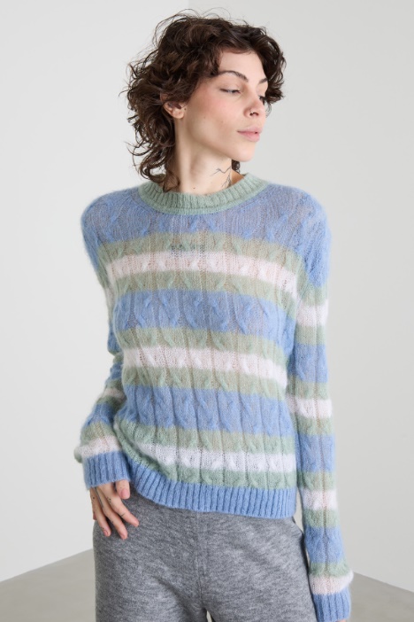 Maglia a trecce in mohair