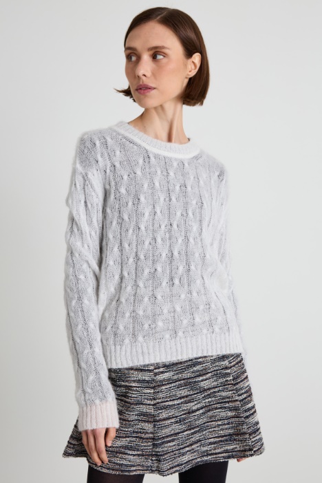 Maglia a trecce in mohair Intrend