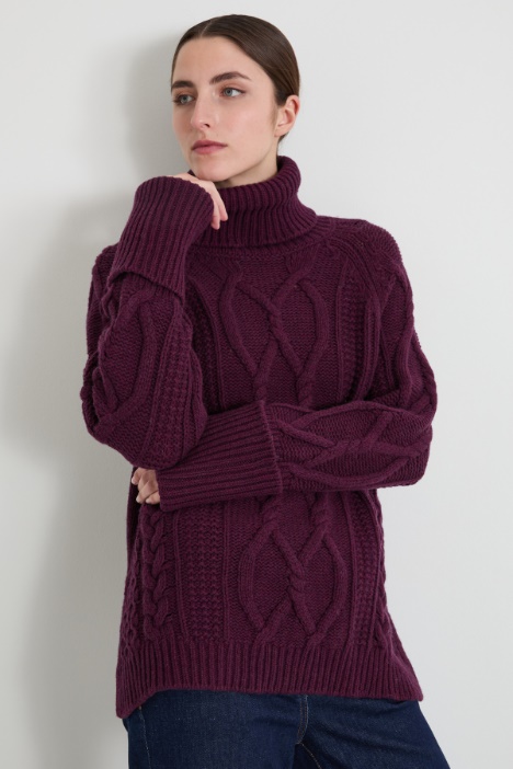 Cable-knit wool turtleneck sweater Intrend