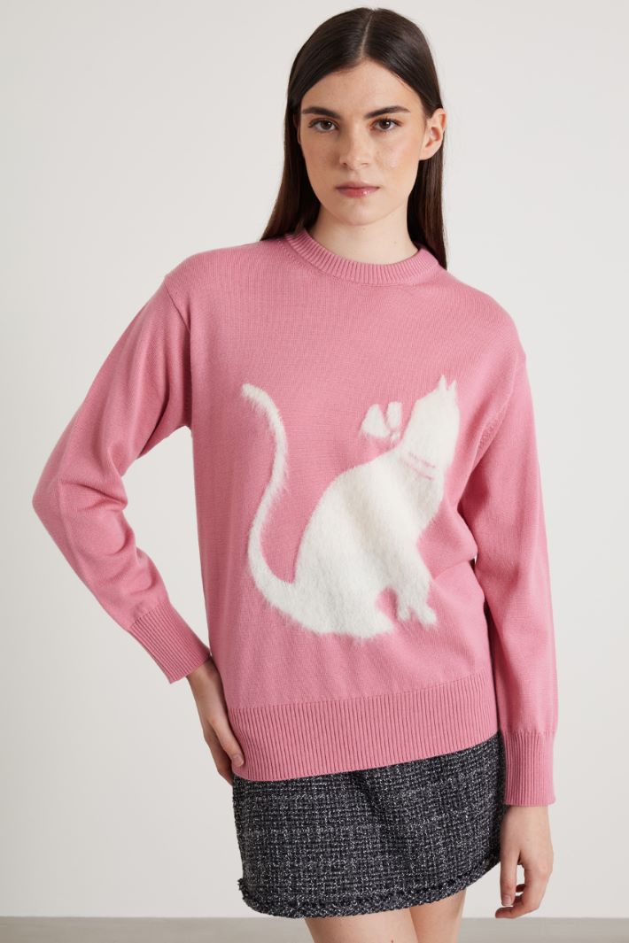Inlaid-detail wool sweater Intrend