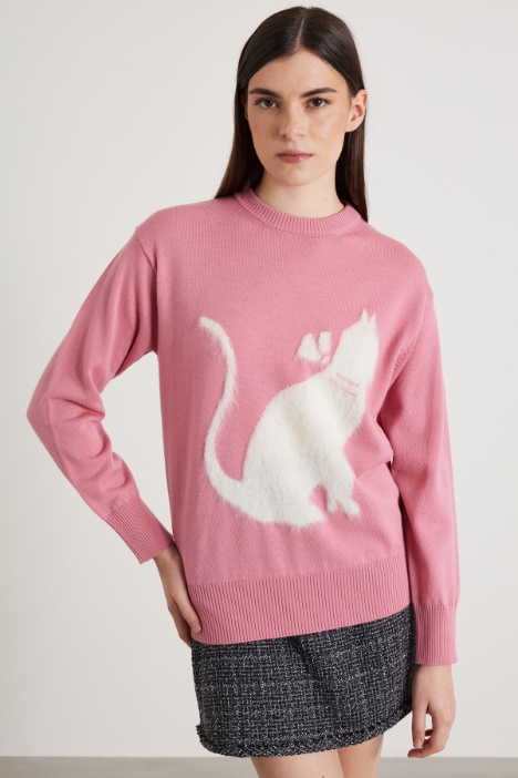 Inlaid-detail wool sweater Intrend