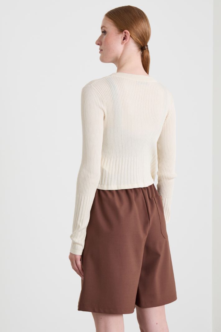 Ribbed cropped cardigan Intrend - 2