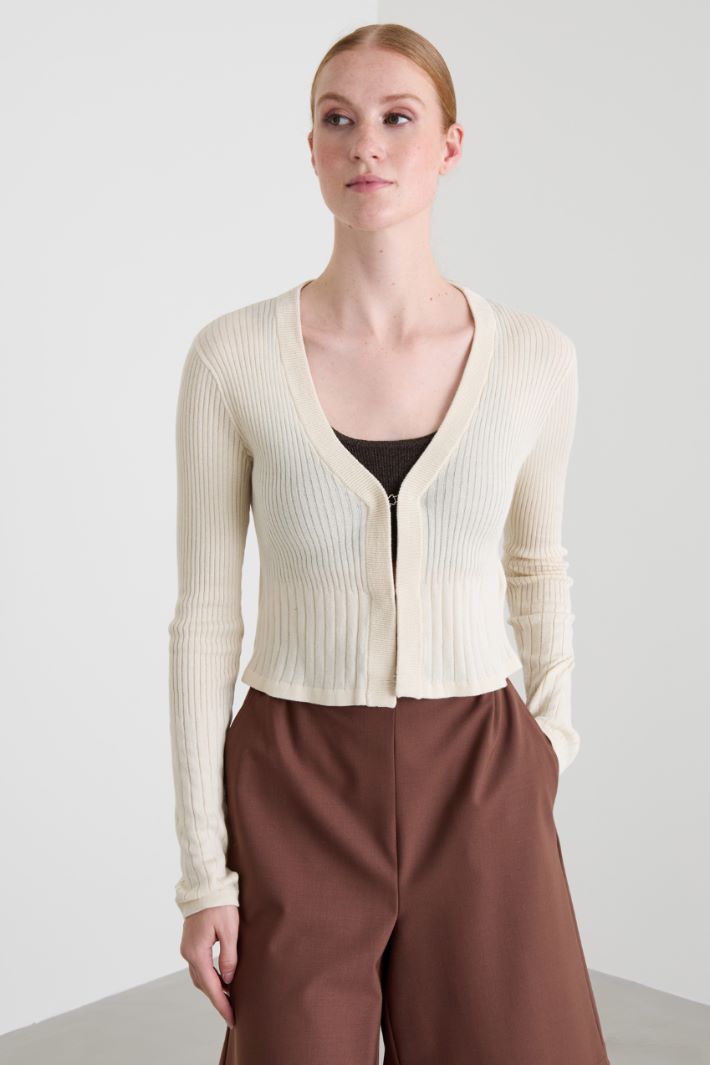 Ribbed cropped cardigan Intrend