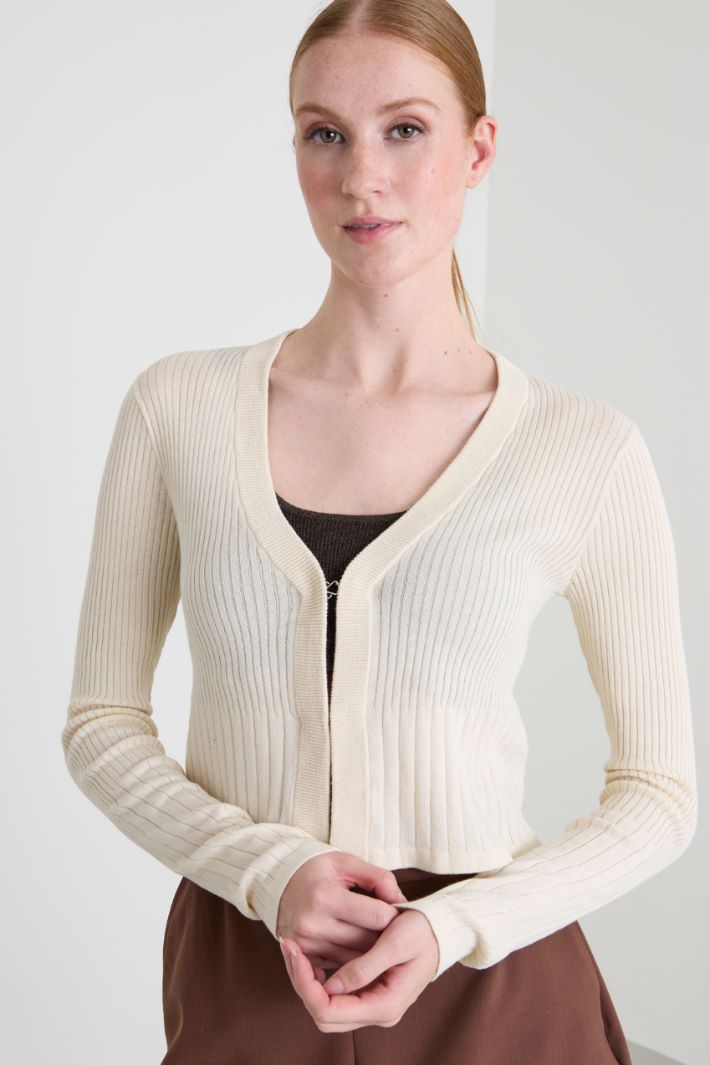 Ribbed cropped cardigan Intrend - 4