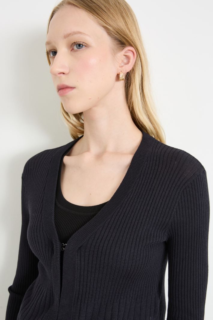 Ribbed cropped cardigan Intrend - 4