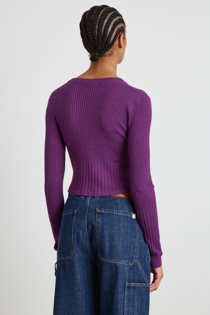 Ribbed cropped cardigan Intrend - 2
