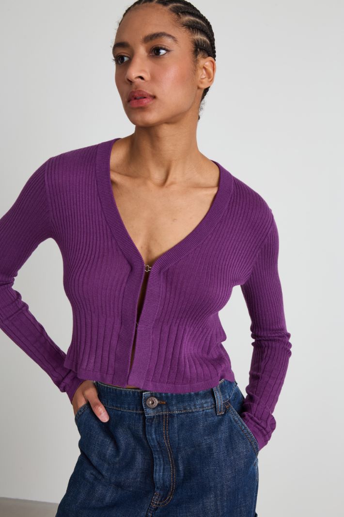 Ribbed cropped cardigan Intrend