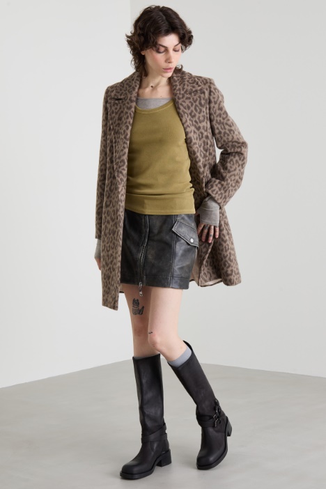Zip-up leather mini skirt Intrend