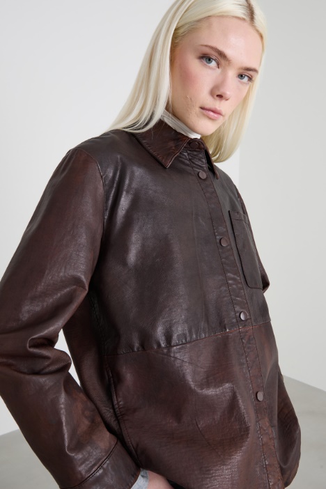 Chaqueta de camisa de cuero