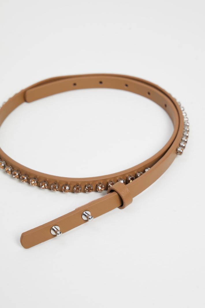 Leather belt with rhinestones Intrend - 3