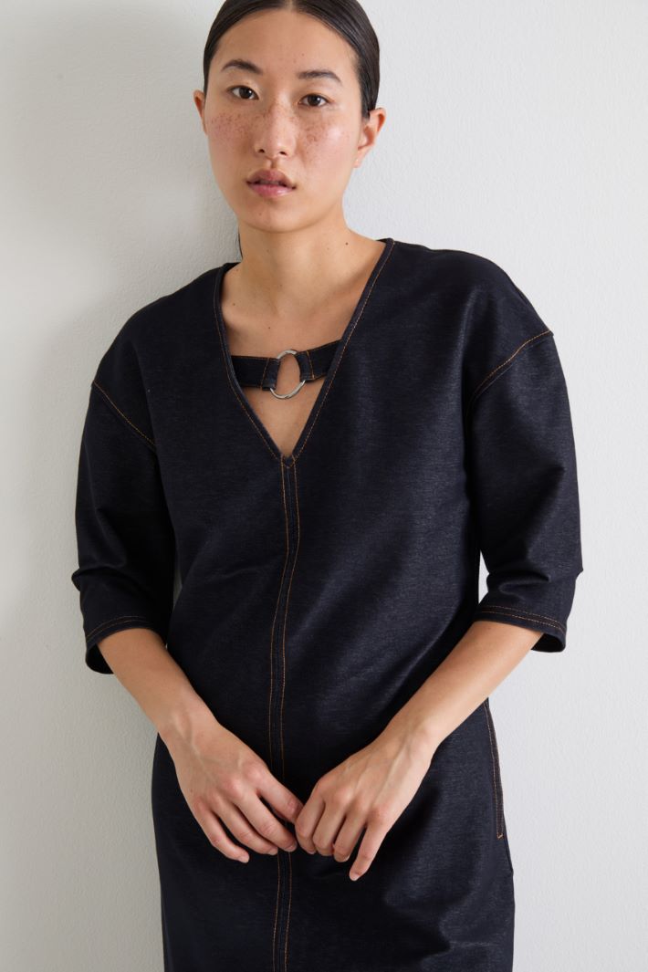 Denim effect jersey dress Intrend - 4