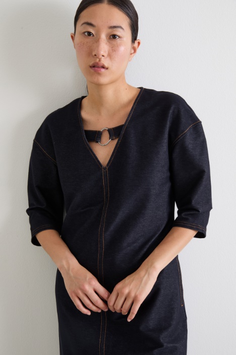 Abito in jersey effetto denim
