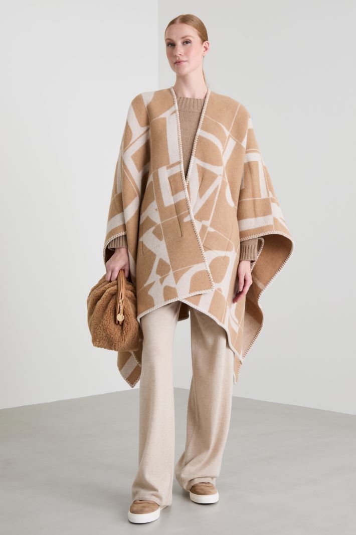 Jacquard wool poncho Intrend - 3
