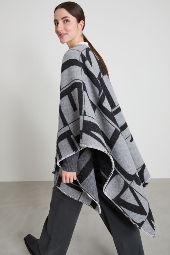 Poncho in lana jacquard
