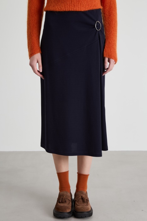 Gonna in jersey con drappeggio