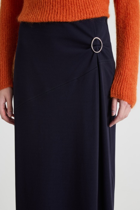 Gonna in jersey con drappeggio