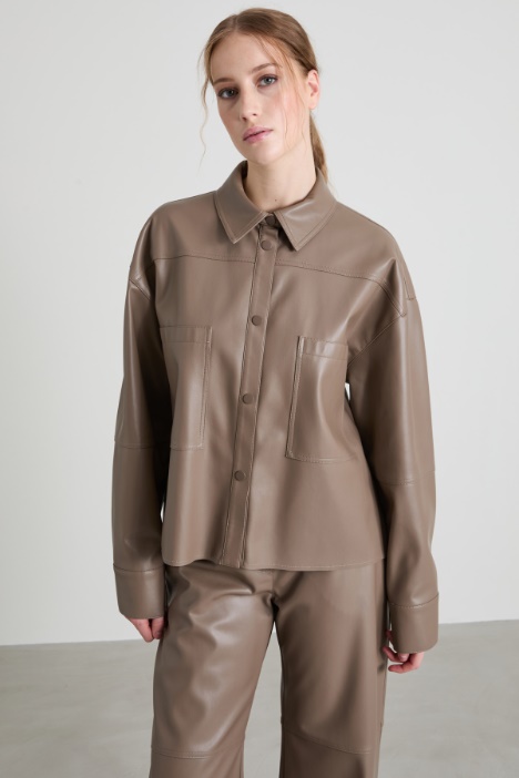 Faux leather shirt jacket  Intrend