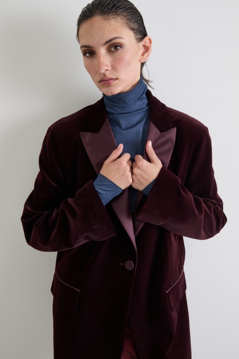 Blazer de esmoquin de punto de terciopelo