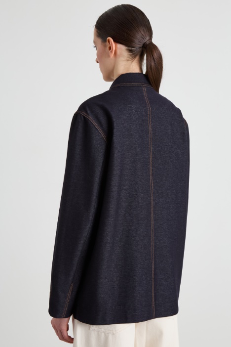 Blazer in jersey effetto denim