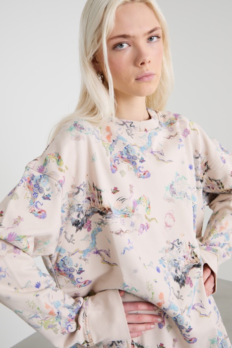 Felpa lunga in jersey stampato