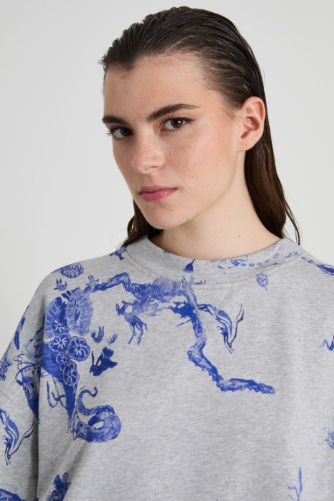 Felpa lunga in jersey stampato