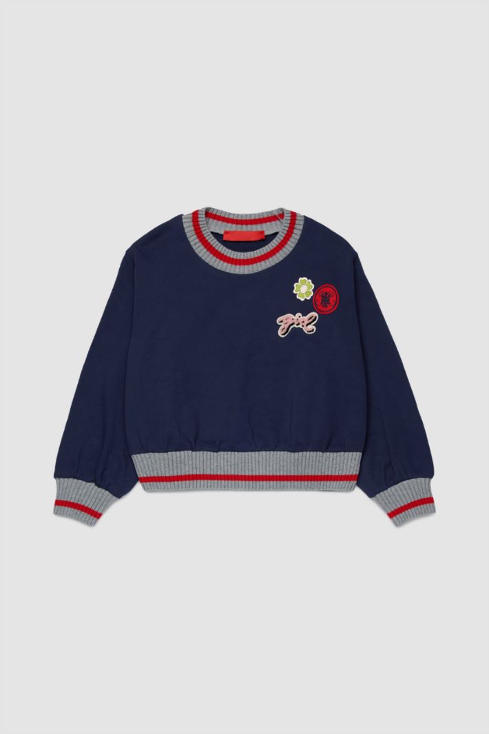 Crew-neck sweatshirt with patches Intrend