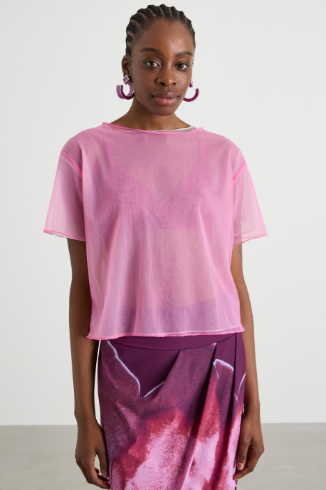 Doppia T-shirt in jersey tulle