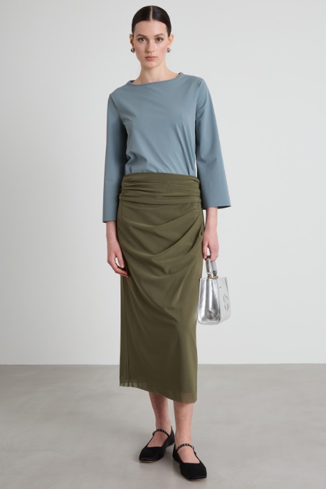 Technical jersey flared blouse Intrend