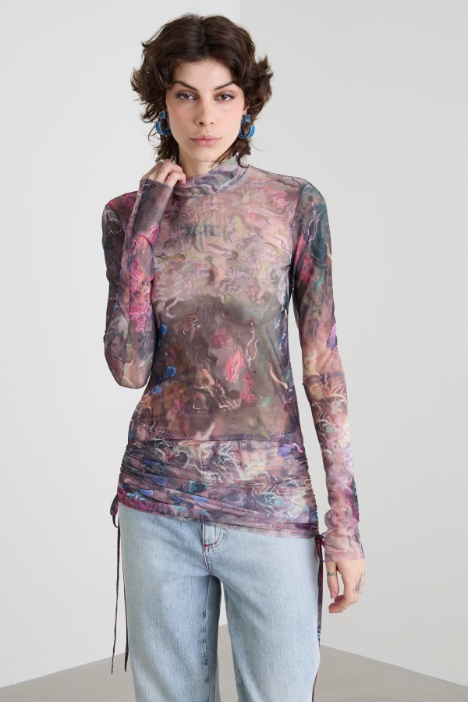 Top in jersey con coulisse