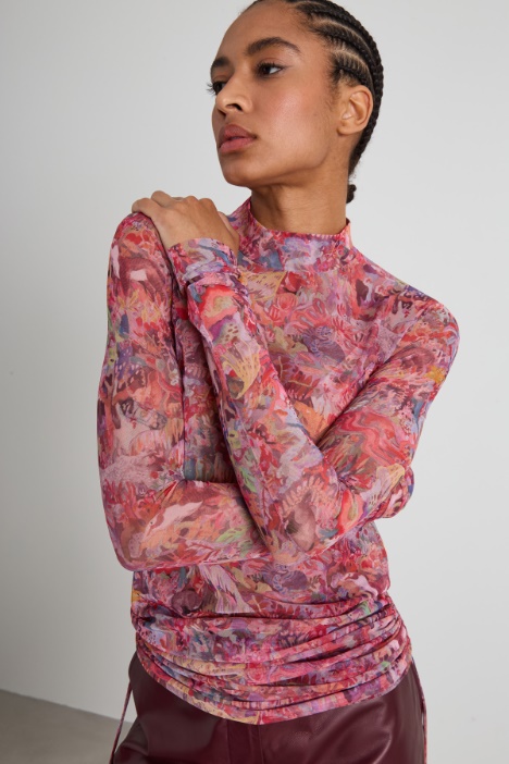 Top in jersey con coulisse