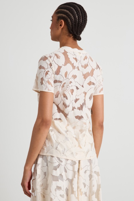 T-shirt in pizzo a fiori