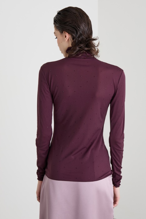 Top de tul con cuello subido