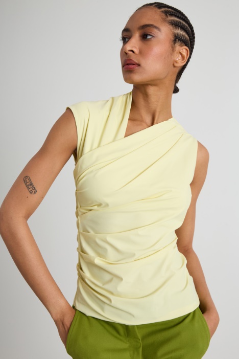 Top in jersey arricciato