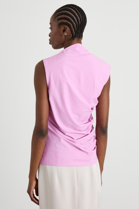 Top in jersey arricciato