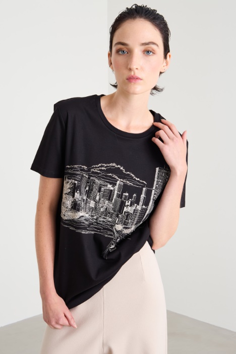 T-shirt in jersey con stampa Intrend