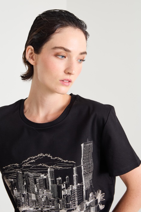 T-shirt in jersey con stampa