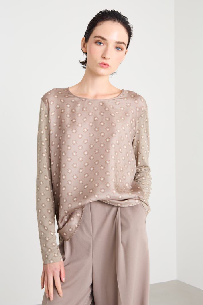 Printed bimaterial T-shirt Intrend