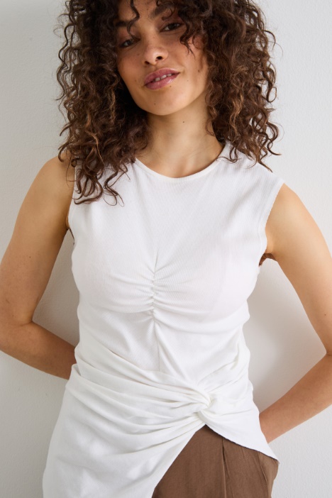 Top in jersey drappeggiato