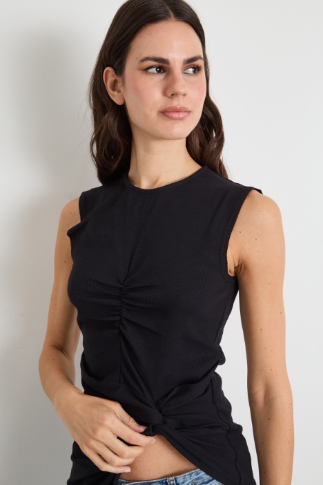 Top in jersey drappeggiato