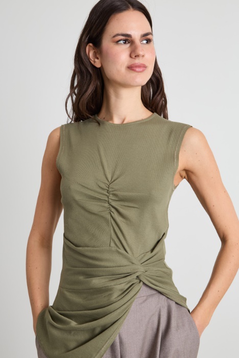 Top in jersey drappeggiato