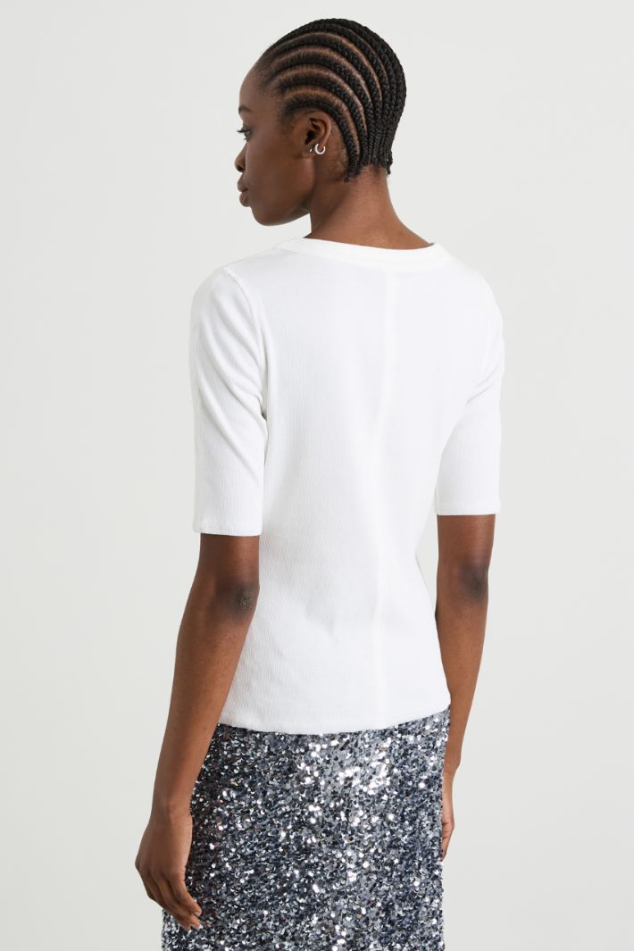 T-shirt in cotone a costine Intrend - 2
