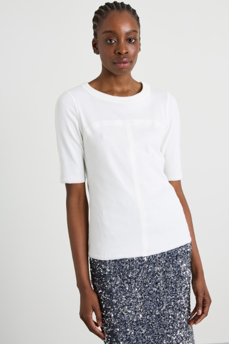T-shirt in cotone a costine Intrend