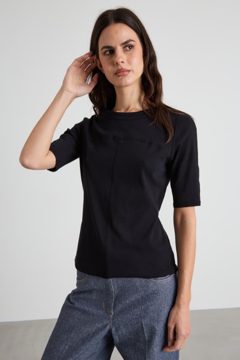 T-shirt in cotone a costine Intrend
